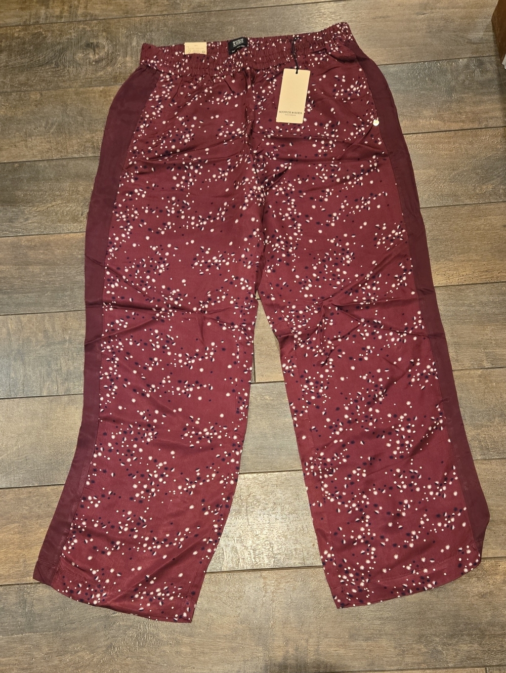 Scotch & Soda Gia Maroon Wide-Leg Printed Pants